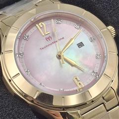 Invicta TechnoMarine TM-85001 Luna Tides Women's 33mm Pink MOP Dial Gold Tone